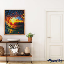 Carica l'immagine nel visualizzatore di Gallery, Diamond Painting - L'Onda e il Tramonto 40x50cm tela già incorniciata