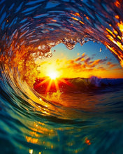Carica l'immagine nel visualizzatore di Gallery, Diamond Painting - L'Onda e il Tramonto 40x50cm tela già incorniciata