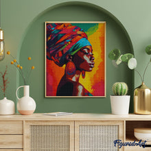 Carica l'immagine nel visualizzatore di Gallery, Diamond Painting - Donna Africana con Turbante 40x50cm tela già incorniciata