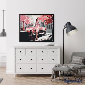 Diamond Painting - Donna e Auto Vintage Rosa