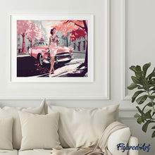 Carica l'immagine nel visualizzatore di Gallery, Diamond Painting - Donna e Auto Vintage Rosa