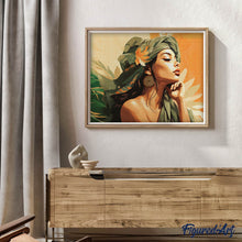 Carica l&#39;immagine nel visualizzatore di Gallery, Diamond Painting - Donna con Turbante Africano 40x50cm tela già incorniciata