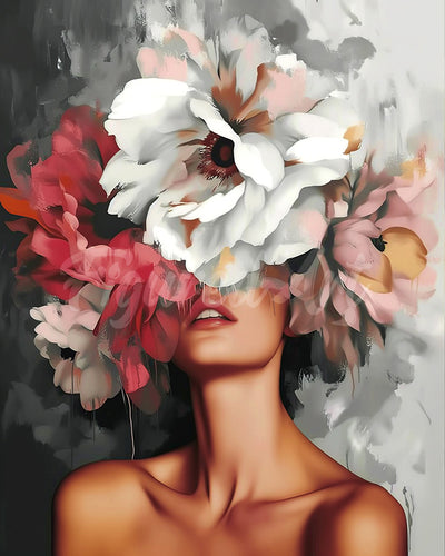 Diamond Painting - Bellezza Dietro i Fiori 40x50cm tela già incorniciata