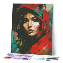 Carica l'immagine nel visualizzatore di Gallery, Diamond Painting - Donna con Sciarpa Rossa