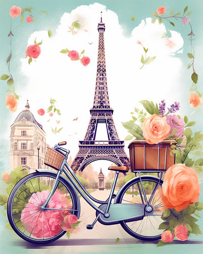 Diamond Painting - Parigi in Primavera 40x50cm tela già incorniciata