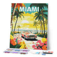 Carica l'immagine nel visualizzatore di Gallery, Diamond Painting - Poster di viaggio tramonto a Miami