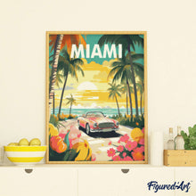 Carica l&#39;immagine nel visualizzatore di Gallery, Diamond Painting - Poster di viaggio tramonto a Miami