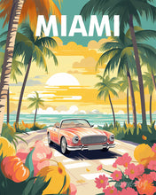 Carica l'immagine nel visualizzatore di Gallery, Diamond Painting - Poster di viaggio tramonto a Miami
