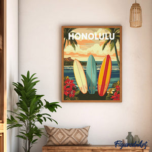 Diamond Painting - Poster di viaggio Honolulu