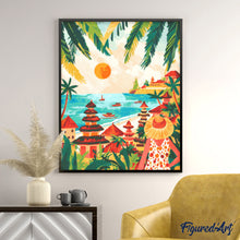 Carica l'immagine nel visualizzatore di Gallery, Diamond Painting - Tramonto a Bali 40x50cm tela già incorniciata