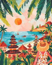 Carica l'immagine nel visualizzatore di Gallery, Diamond Painting - Tramonto a Bali 40x50cm tela già incorniciata