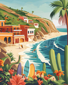 Diamond Painting - Surf sulla costa