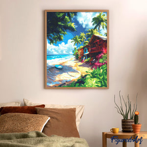 Diamond Painting - Villaggio di surf 40x50cm tela già incorniciata