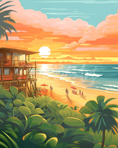 Diamond Painting - Beach club al tramonto