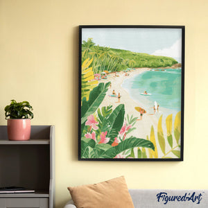 Diamond Painting - Paradiso del surf 40x50cm tela già incorniciata