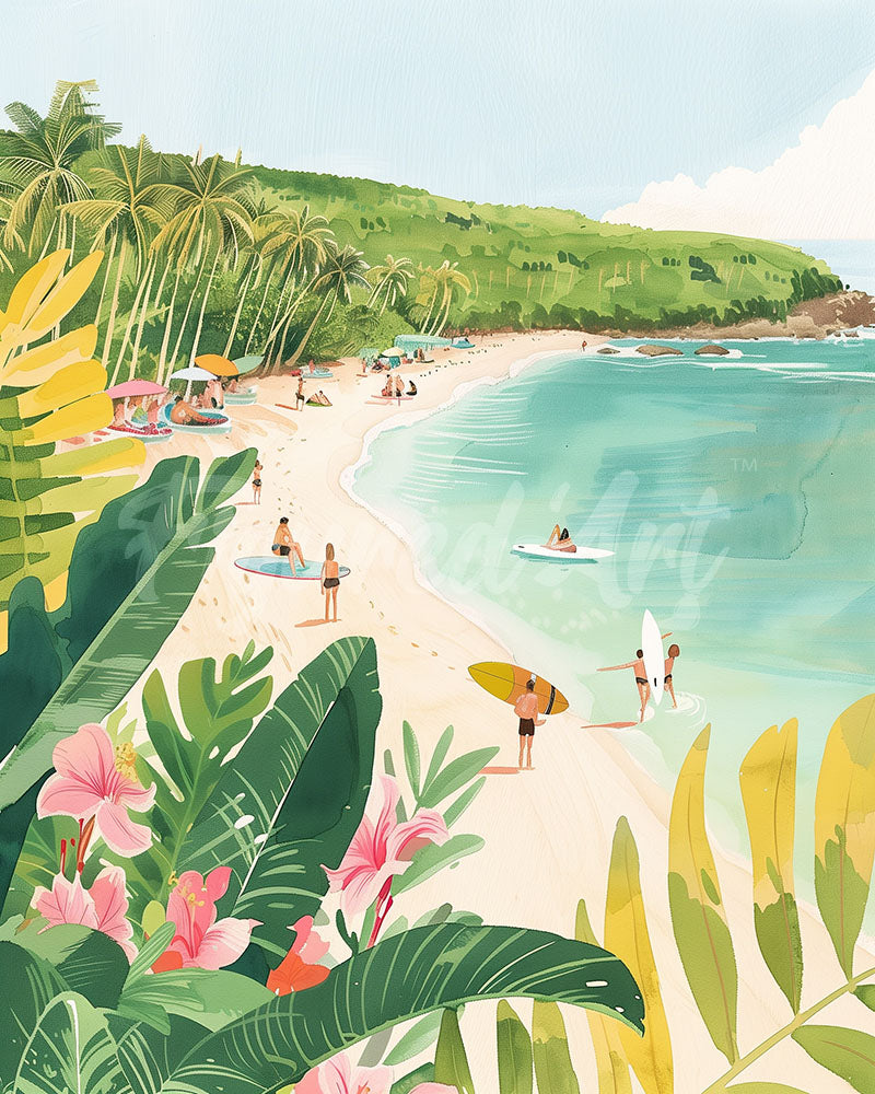 Diamond Painting - Paradiso del surf 40x50cm tela già incorniciata