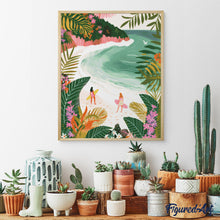 Carica l&#39;immagine nel visualizzatore di Gallery, Diamond Painting - Baia tropicale 40x50cm tela già incorniciata