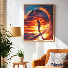 Carica l'immagine nel visualizzatore di Gallery, Diamond Painting - Ragazza surfista sull'onda
