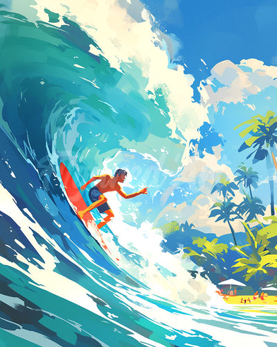 Diamond Painting - Surf alle Hawaii 40x50cm tela già incorniciata