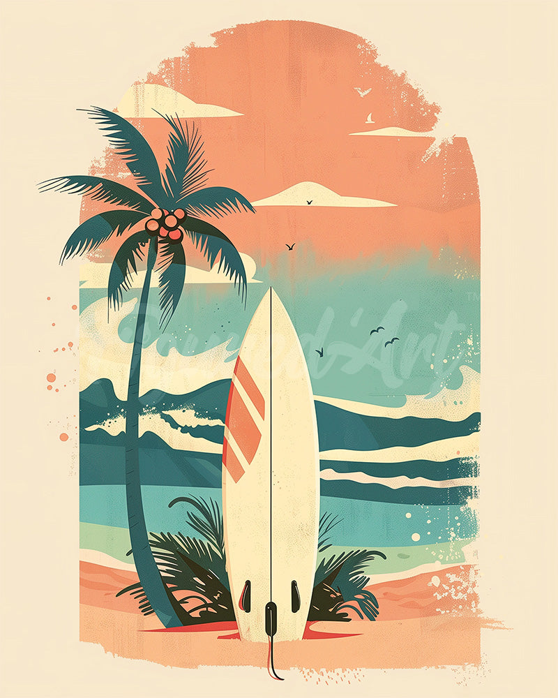 Diamond Painting - Tavola da surf sulla spiaggia
