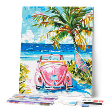 Carica l'immagine nel visualizzatore di Gallery, Diamond Painting - Auto rosa vicino al mare