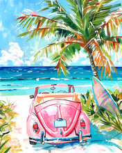 Carica l'immagine nel visualizzatore di Gallery, Diamond Painting - Auto rosa vicino al mare