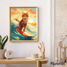 Carica l'immagine nel visualizzatore di Gallery, Diamond Painting - Gatto surfista