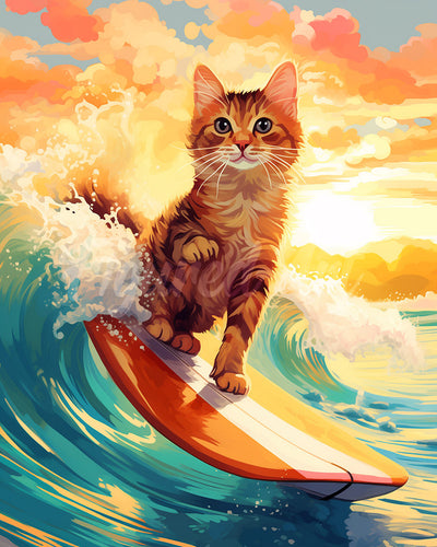 Diamond Painting - Gatto surfista