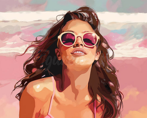 Diamond Painting - Gioia in spiaggia 40x50cm tela già incorniciata