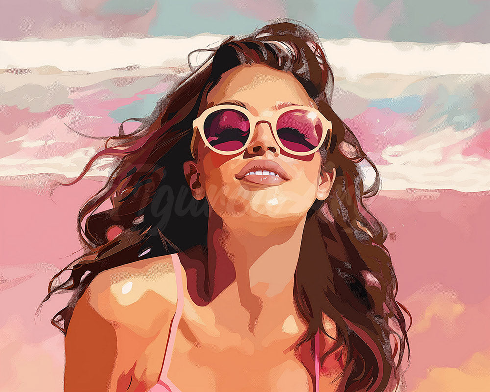 Diamond Painting - Gioia in spiaggia 40x50cm tela già incorniciata