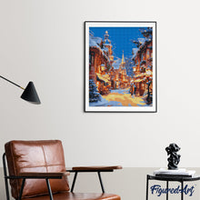 Carica l&#39;immagine nel visualizzatore di Gallery, Diamond Painting - Villaggio natalizio illuminato
