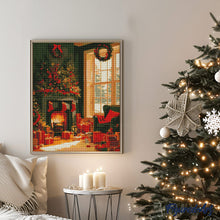 Carica l&#39;immagine nel visualizzatore di Gallery, Diamond Painting - Scena festiva davanti al caminetto 40x50cm tela già incorniciata