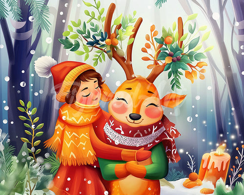 Diamond Painting - Amici del bosco a Natale