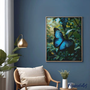 Diamond Painting - Farfalla Morpho Blu 40x50cm tela già incorniciata