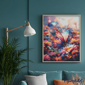 Diamond Painting - Farfalla in Cerca di Nettare 40x50cm tela già incorniciata