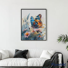 Carica l&#39;immagine nel visualizzatore di Gallery, Diamond Painting - Farfalla e Fiori 40x50cm tela già incorniciata