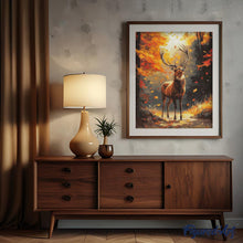 Carica l&#39;immagine nel visualizzatore di Gallery, Diamond Painting - Maestoso cervo in autunno 40x50cm tela già incorniciata