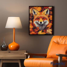 Carica l&#39;immagine nel visualizzatore di Gallery, Diamond Painting - Volpe tra le foglie autunnali 40x50cm tela già incorniciata