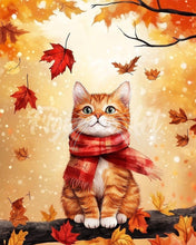 Carica l&#39;immagine nel visualizzatore di Gallery, Diamond Painting - Coccoloso gatto autunnale