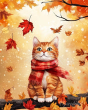 Carica l'immagine nel visualizzatore di Gallery, Diamond Painting - Coccoloso gatto autunnale