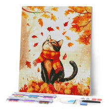 Carica l'immagine nel visualizzatore di Gallery, Diamond Painting - Giocoso gatto autunnale