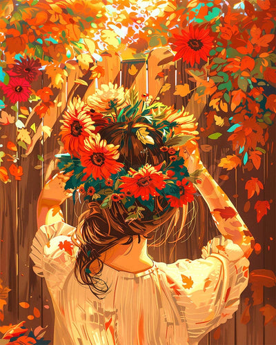 Diamond Painting - Ragazza con corona autunnale