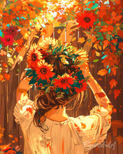 Carica l'immagine nel visualizzatore di Gallery, Diamond Painting - Ragazza con corona autunnale