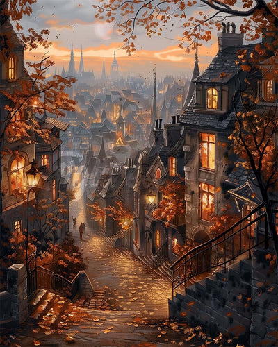 Diamond Painting - Strada autunnale nel centro storico