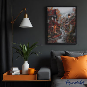 Diamond Painting - Villaggio in una sera d'autunno