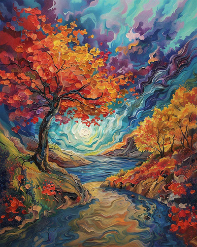 Diamond Painting - Autunno surreale ispirato a Van Gogh