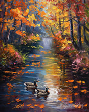 Carica l'immagine nel visualizzatore di Gallery, Diamond Painting - Stagno dorato in autunno
