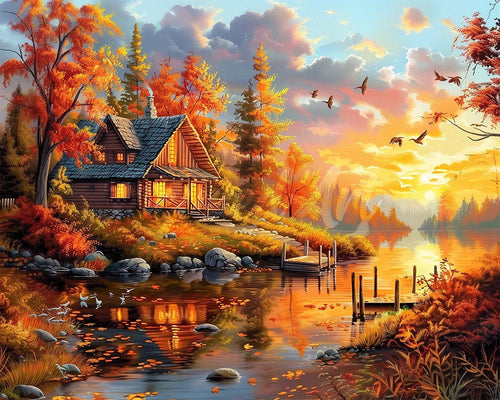 Diamond Painting - Sereno tramonto autunnale