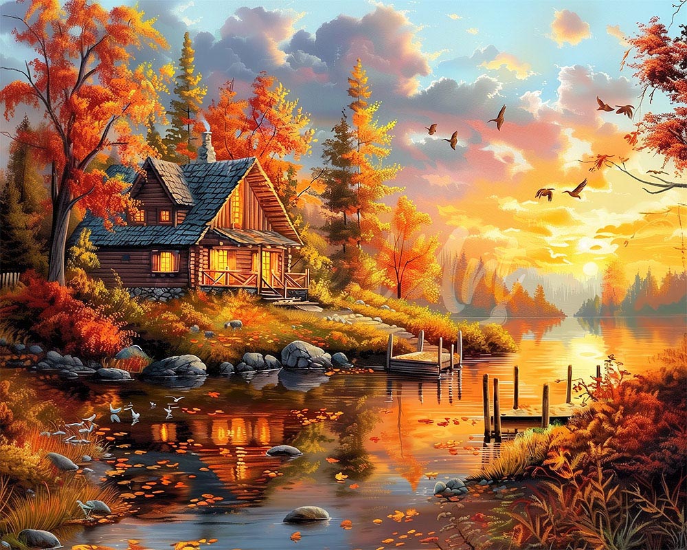 Diamond Painting - Sereno tramonto autunnale