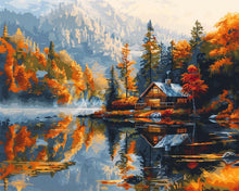 Carica l&#39;immagine nel visualizzatore di Gallery, Diamond Painting - Cottage sul lago in autunno